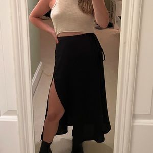 Open edit black slip maxi skirt